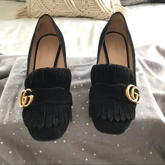 Gucci Shoes - Marmont fringed suede loafers